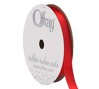 Berwick Offray 062036 3/8" Wide Single Face Satin Ribbon, Red, 6 Yds