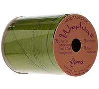 Berwick Offray Matte Olive Green Raffia Ribbon, 1/4'' Wide, 100 Yards