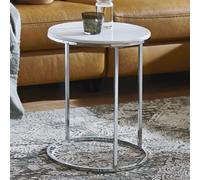 berwyn high gloss end table with chrome frame in white