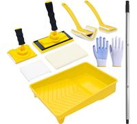 BERXOL Paint Edger Tool Kit, 9” Paint Pad Set with 360° Rotation Handle, Trim & Corner Edger, Touch-Up Pads, Extension Pole, Refill Pads, Home Wall & Ceiling Painting Tool Set