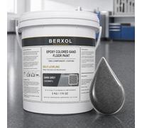 BERXOL Self-Leveling Epoxy Colored Sand Floor Paint, 5 KG, Dark Grey | 5 KG / 176 OZ two-component self-leveling concrete coating, flat high-gloss water-resistant finish, up to 38 sq. ft. at 2 mm.