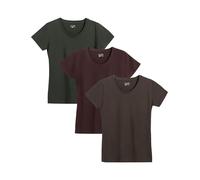 Berydale Damen BD157 T-Shirt, Graubraun, Dunkelgrün, Burgunder, XXL (3er Pack)