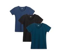 Berydale Damen BD157 T-Shirt, Schwarz, Petrol, Jeansblau, Medium (3er Pack)