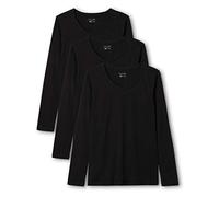 Berydale Women's BD159 Long-Sleeved Shirt, Black, M (Pack of 3)