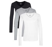 Berydale Womens Bd160 Long-sleeved Shirt, Black / Light Grey Heather / White, S UK