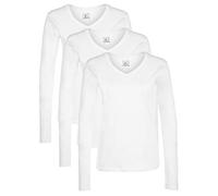 Berydale Women's Sweatshirt: Long Sleeve Shirt with V-Neck, pack of 3, white, XL