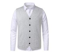 Beryielite Men's Sleeveless Cardigan Button Placket and V Neck Knitwear for Fall and Winter