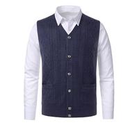 Beryielite Men's Sleeveless Cardigan Button Placket and V Neck Knitwear for Fall and Winter