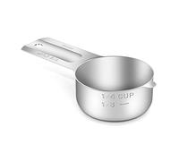 BERYLER 1PCS 1/4Cup (60ml, 2oz) Single Measuring Cup, Stainless Steel Measure Scoop, Metric and US Measurement, Dishwasher Safe