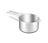 BERYLER 1PCS 2/3Cup (160ml, 5.3oz) Single Measuring Cup, Stainless Steel Measure Scoop, Metric and US Measurement, Heavy Duty, Dishwasher Safe