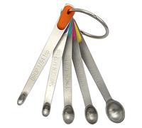 BERYLER Mini Measuring Spoons Set, Tiny Stainless Steel Measure Teaspoons with Silicone Handle, Suitable for Small Amount of Dry or Liquid Ingredients and Spices (1/64, 1/32, 1/16, 1/8, 1/4 tsp)
