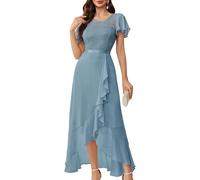 Berylove Women Formal Wedding Guest Elegant Cocktail Long Dress Greyblue S
