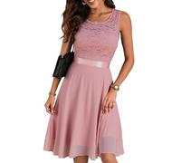 Berylove Women Short Floral Lace Bridesmaid Dress Vintage Cocktail Party Swing Dress BLP7005BBlushXL