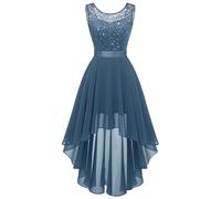 Berylove Women's Mullet Cocktail Dress Evening Dresses Elegant for Wedding Festive Dresses Sleeveless Bridesmaid Dress, Glitter-grey-blue, L
