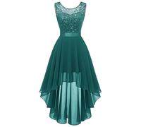 Berylove Women's Mullet Cocktail Dress Evening Dresses Elegant for Wedding Festive Dresses Sleeveless Bridesmaid Dress, Glitter Peacock Green, XXL