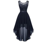 Berylove Women's Mullet Cocktail Dress Evening Dresses Elegant for Wedding Festive Dresses Sleeveless Bridesmaid Dress, Glitter Navy Blue, XXL