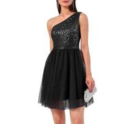 Berylove Women's Sequin One Shoulder Party Dress - Sparkly Glitter Bodycon Prom Dress BLS009U Black XS