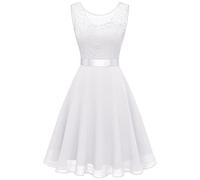 Berylove Women's Short Floral Lace Bridesmaid Dress A-line Swing Party Dress BLP7005White3XL