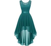 BeryLove Women's Vokuhila Cocktail Dress Evening Dresses Elegant for Wedding Festive Dresses Sleeveless Bridesmaid Dress, Peacock Green, L