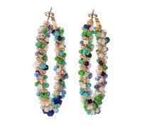 Beryohz Bohemian Oversized Colorful Seed Bead Hoop Earrings Summer Beach Bold Statement Jewelry, Glass, No Gemstone