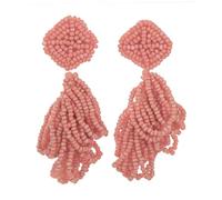 Beryohz Bohemian Seed Bead Fringe Earrings - Diamond Tassel Dangle Earrings for Vacation, Glass, No Gemstone