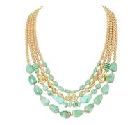 BERYOHZ Boho Layered Beaded Necklace for Women Chunky Collar Choker,Vintage Retro Multi-Strand Statement Jewelry for Vacation Art Events Everyday Fashion, Acrylic, No Gemstone