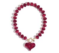 BERYOHZ Chunky Puffy Heart Pendant Necklace for Women Colorful Beaded Statement Choker Necklace Acrylic Jewelry Gift, One Size, Acrylic, No Gemstone