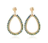 Beryohz Hoop Statement Handmade Glass Beaded Dangle Earrings for Women, Metal, No Gemstone