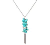 BERYOHZ - Turquoise Stone Fringe Long Necklace - Adjustable Boho Jewelry with Gift Box, Stone, No Gemstone
