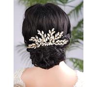 BERYUAN Teardrop Rhinestone Hair Comb Crystal Rhinestone Bride Headpiece Handmade Hair Accessories Gold Wedding Headband for Bridal Women and Girls (gold)