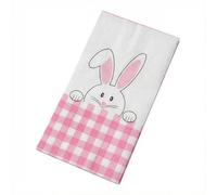 BESALILY Cute Bunny Printed Paper Napkins, 2-Ply 16-count/Pack, Folded 11x20cm Unfolded 33x40cm, Gingham Checkered for Easter, Birthday Party, Family Dinner, Picnic, Brunch Table Decoration (Pink)