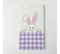 BESALILY Cute Bunny Printed Paper Napkins, 2-Ply 16-count/Pack, Folded 11x20cm Unfolded 33x40cm, Gingham Checkered for Easter, Birthday Party, Family Dinner, Picnic, Brunch Table Decoration (Purple)