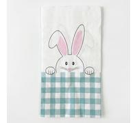 BESALILY Cute Bunny Printed Paper Napkins, 2-Ply 16-count/Pack, Folded 11x20cm Unfolded 33x40cm, Gingham Checkered for Easter, Birthday Party, Family Dinner, Picnic, Brunch Table Decoration (Green)