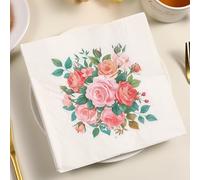 Besalily Fancy Floral Paper Napkins 6.5x6.5 inch 2-Ply Pretty Disposable Decorative Party Napkin Decoupage Napkin Floral Paper Serviettes (CK7)