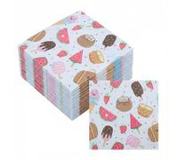 BESALILY Summer Party Napkins, 2-Ply, 20-Count, 6.5x6.5 Inch Fun Fruit & Ice Cream Decorative Paper Napkins Perfect for BBQs, Picnics, Birthdays, and Pool Parties