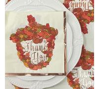 Besalily Thanksgiving Decorative Paper Napkins Cocktail Napkins Autumn Fall Harvest Holiday Table Tissue Napkins Turkey Paper Serviettes (XR6305)