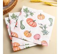 Besalily Thanksgiving Decorative Paper Napkins Cocktail Napkins Autumn Fall Harvest Holiday Table Tissue Napkins Turkey Paper Serviettes (A104)