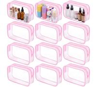BESARME 12 Pcs Clear Makeup Bags Bulk with Zipper, Clear PVC Travel Toiletry Bag Iridescent Waterproof Cosmetic Bag for Women Party Favors Bachelorette Gifts for Bridesmaids