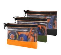 BESARME 3 Pcs 11.8" Clear Tool Pouches with Zipper Heavy-Duty Small Tool Bag Waterproof Zipper Tool Pouch with Mesh Window Electrician Tool Pouch for Men and Women