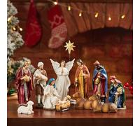 BESBLEE Nativity Sets for Christmas Indoor Set of 13 Pieces 5.9 Inches Tabletop Classic Nativity Scene Resin Figurines Set Religious Decorations Collection Gifts fot All Holidays Home Decor