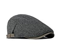 besbomig Classic Mens Tweed Flat Cap Vintage Beret Flat Caps - Unisex Adjustable 55-60CM Duckbill Newsboy Cap Golf Driving Hat Baseball Irish Hat Dark Gray