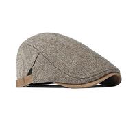 besbomig Classic Mens Tweed Flat Cap Vintage Beret Flat Caps - Unisex Adjustable 55-60CM Duckbill Newsboy Cap Golf Driving Hat Baseball Irish Hat Dark Khaki
