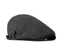 besbomig Classic Mens Tweed Flat Cap Vintage Beret Flat Caps - Unisex Adjustable 55-60CM Duckbill Newsboy Cap Golf Driving Hat Baseball Irish Hat Black