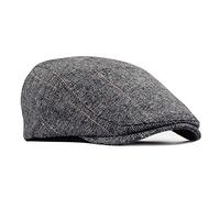 besbomig Mens Tweed Flat Cap Driving Hat Flat Newsboy Cap - Adjustable Fashion Flat Cap Newsboy Irish Beret Hat, Spring Autumn Winter, 55-59CM, Grey
