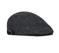 besbomig Mens Tweed Flat Cap Driving Hat Newsboy Cap - Adjustable Fashion Newsboy Irish Beret Hat, Spring Autumn Winter, 55-59CM, Black&Blue