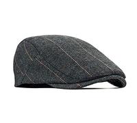 besbomig Mens Tweed Flat Cap Driving Hat Newsboy Cap - Adjustable Fashion Newsboy Irish Beret Hat, Spring Autumn Winter, 55-59CM Black