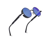 besbomig Retro Circle Sunglasses Steampunk Style Eyewear - Vintage UV400 Protection Polarized Sunglasses Round Lens Metal Frame for Men Women Unisex