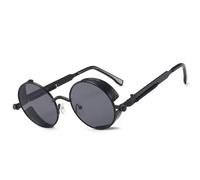 besbomig Retro Circle Sunglasses Steampunk Style Eyewear - Vintage UV400 Protection Polarized Sunglasses Round Lens Metal Frame for Men Women Unisex