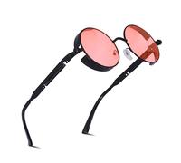 besbomig Retro Circle Sunglasses Steampunk Style Eyewear - Vintage UV400 Protection Polarized Sunglasses Round Lens Metal Frame for Men Women Unisex