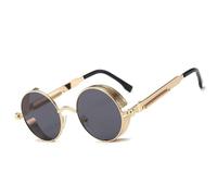 besbomig Retro Circle Sunglasses Steampunk Style Eyewear - Vintage UV400 Protection Polarized Sunglasses Round Lens Metal Frame for Men Women Unisex